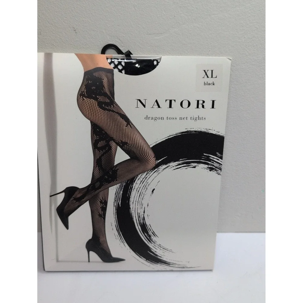 Natori Women's Dragon Toss Net Tights Black XL New